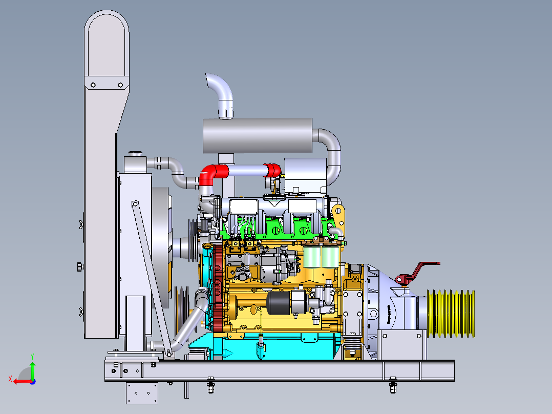 YC4112ZLQ柴油发动机后视图