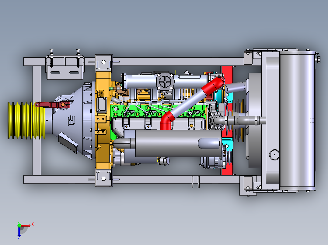 YC4112ZLQ柴油发动机俯视图