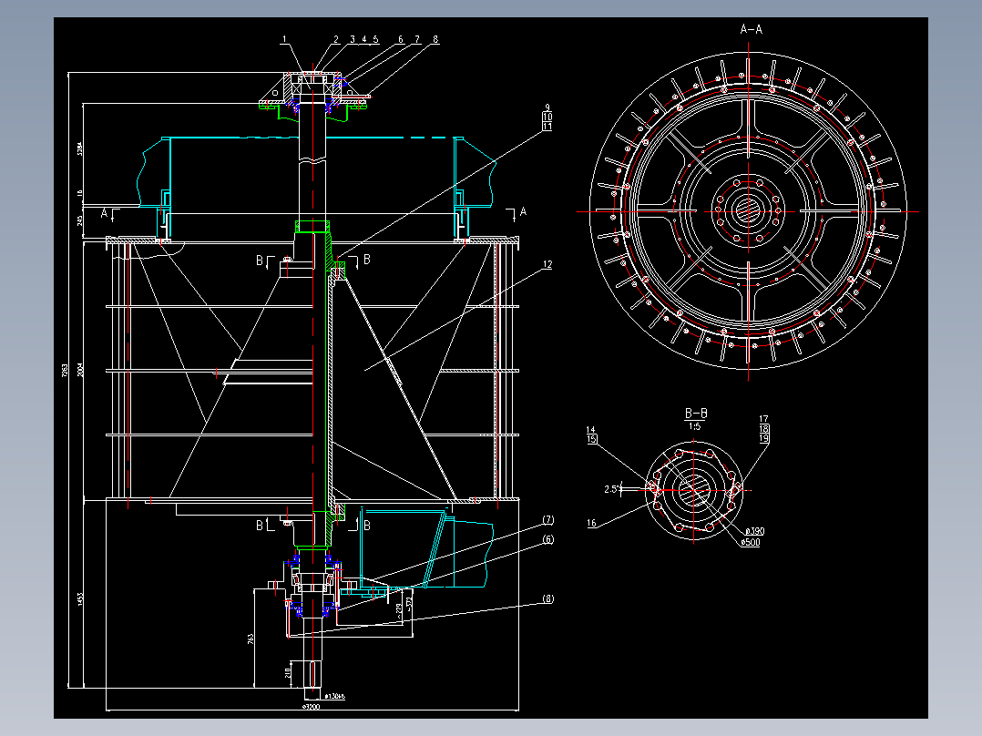 水泥分选机(选粉机)回转部分总图