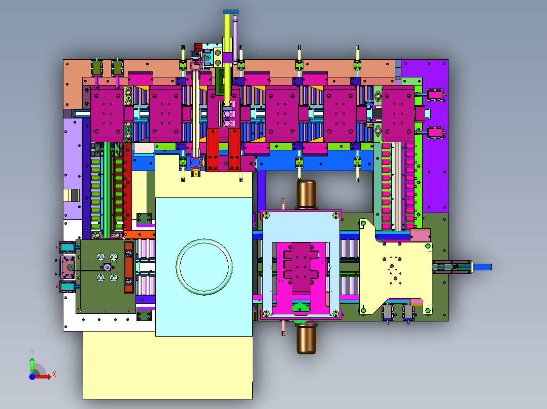 循环式模具填粉冲压线前视图