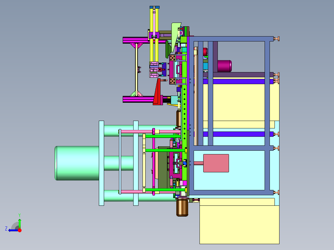 循环式模具填粉冲压线右视图