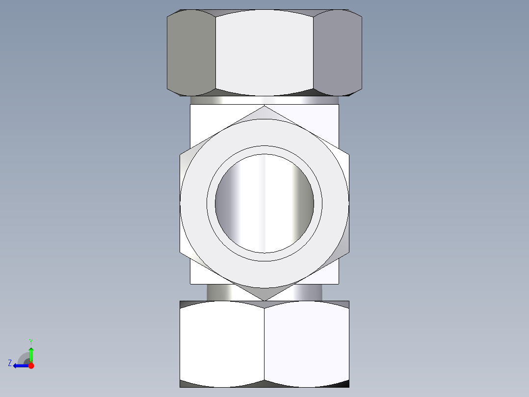卡套式工业通用硬管接头EO_Standpipe_run_tee_EVL28L71右视图
