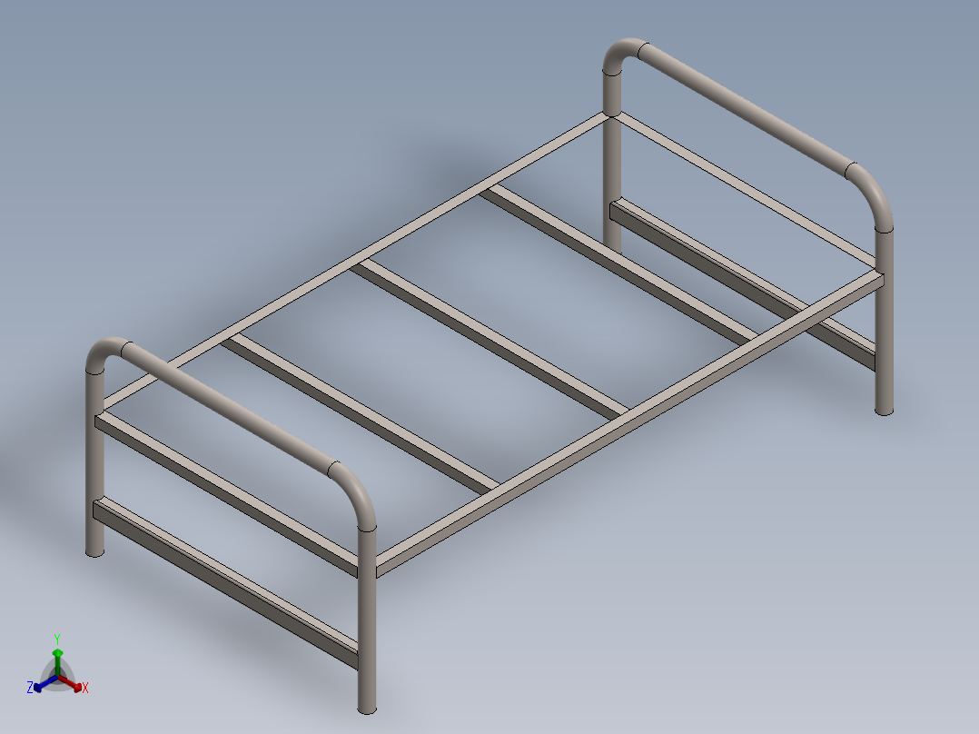 铁床框架床正等轴测图