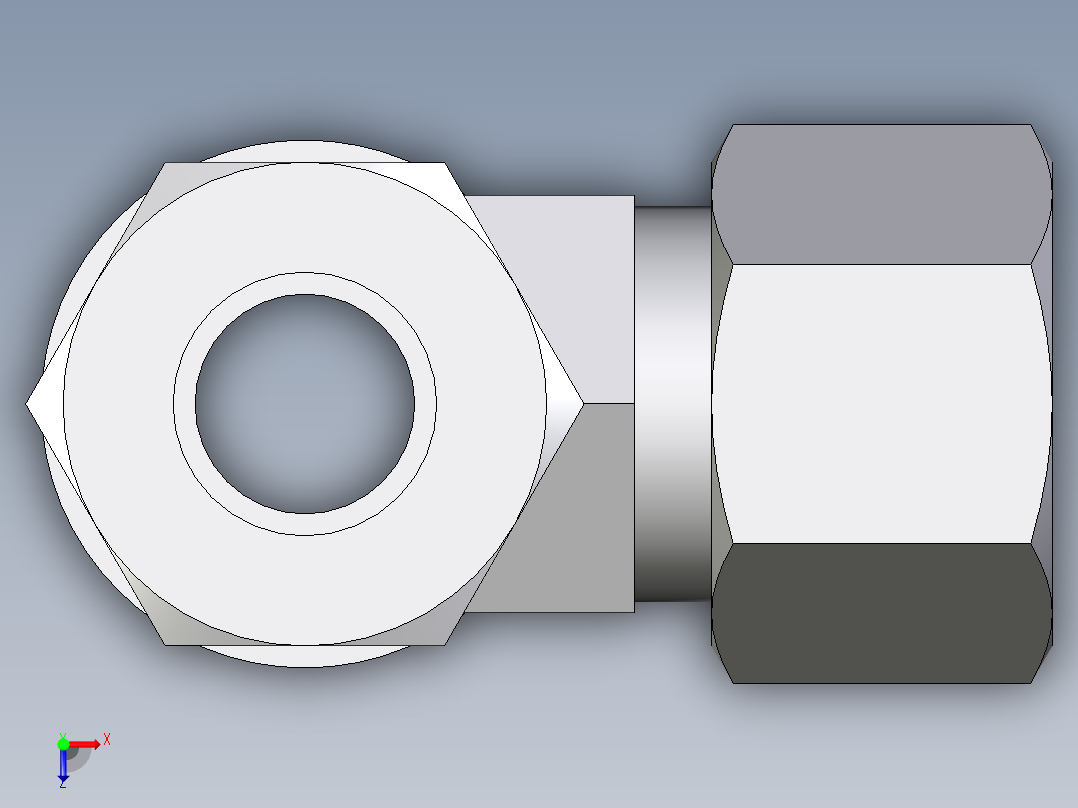 卡套式工业通用硬管接头EO_Adjustable_locknut_run_tee_LEE12ZLRCF俯视图