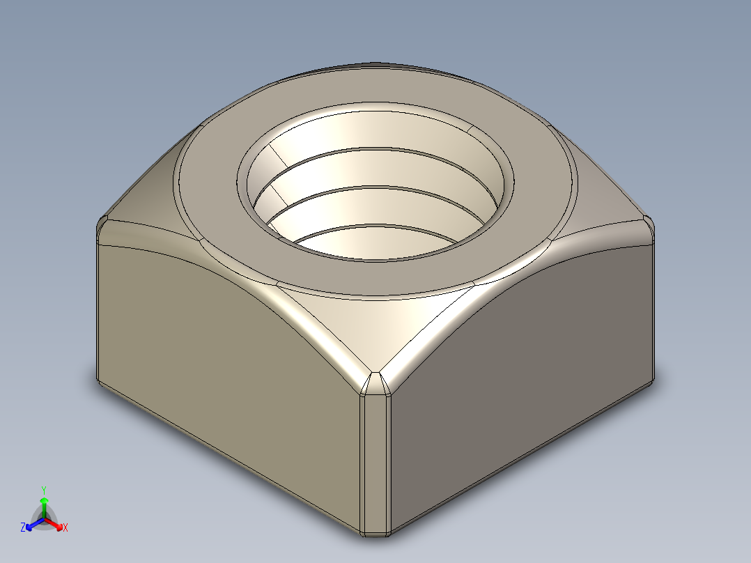 紧固件-IGES Raw Steel SqNut 0.7500主视图