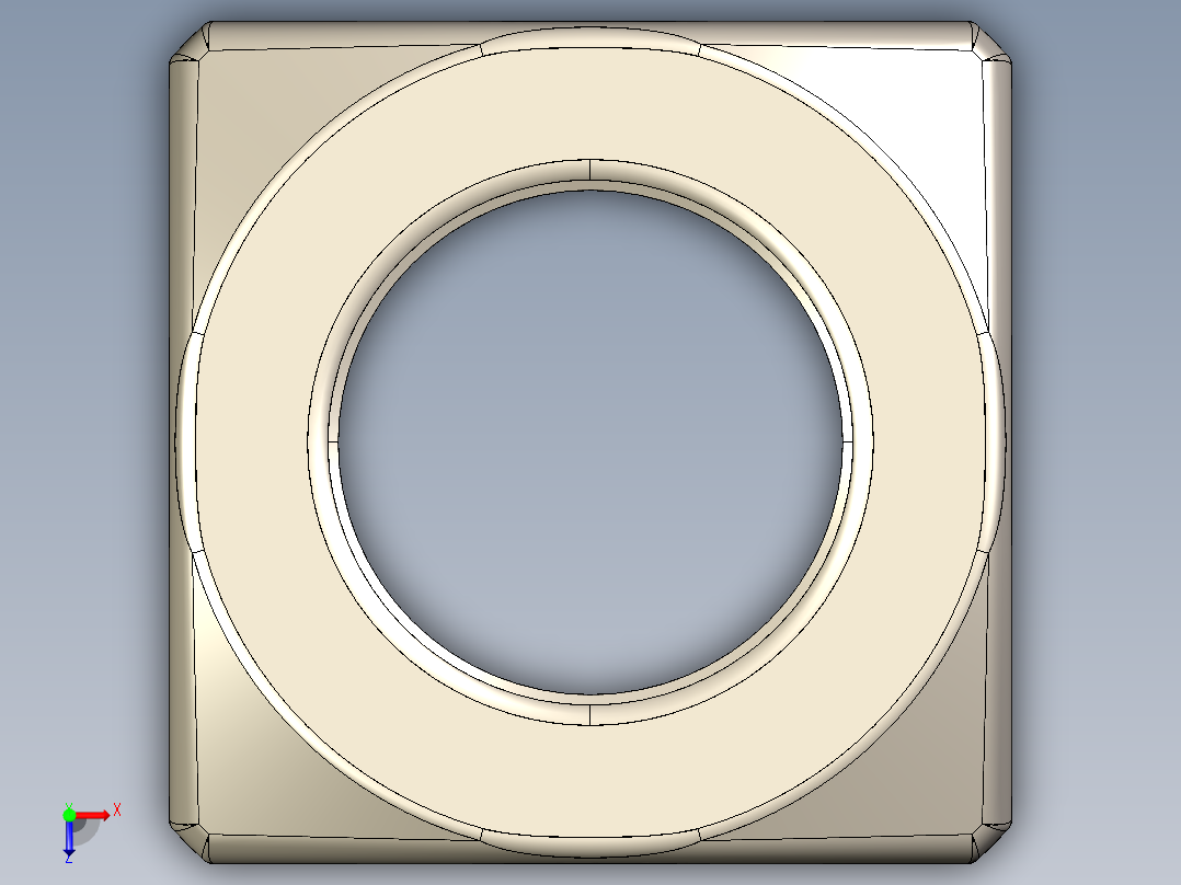 紧固件-IGES Raw Steel SqNut 0.7500俯视图