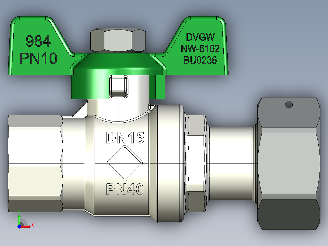镀铬球阀前视图