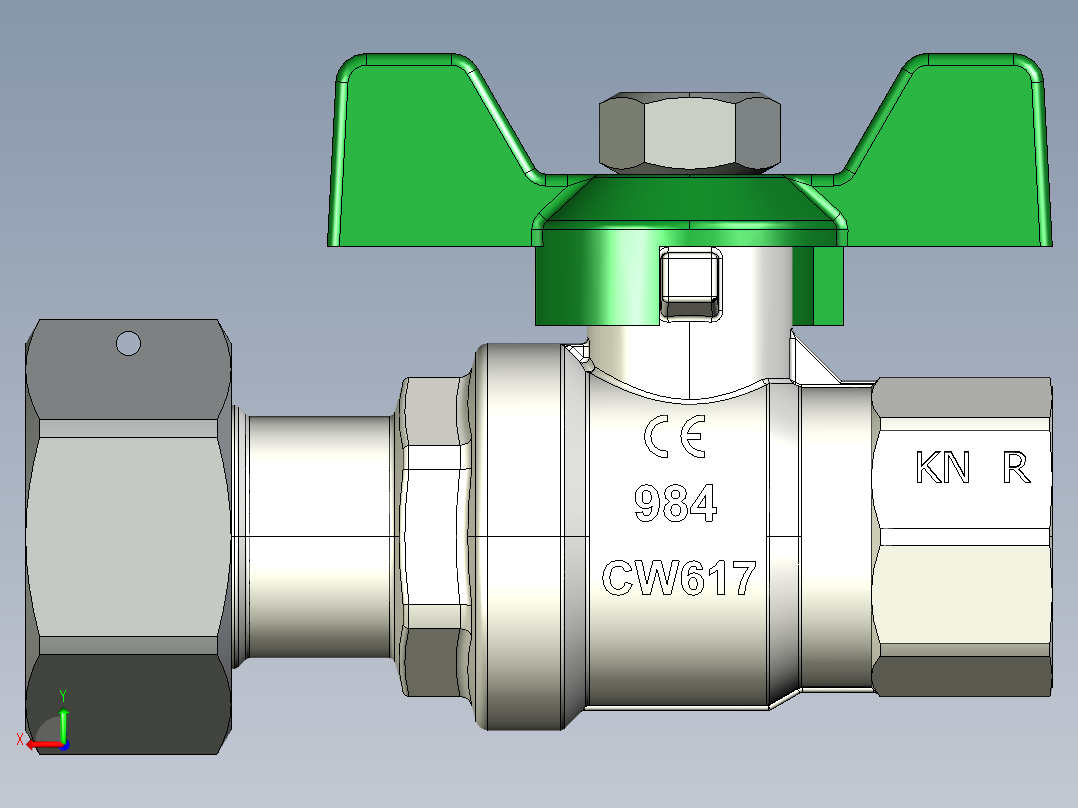 镀铬球阀后视图