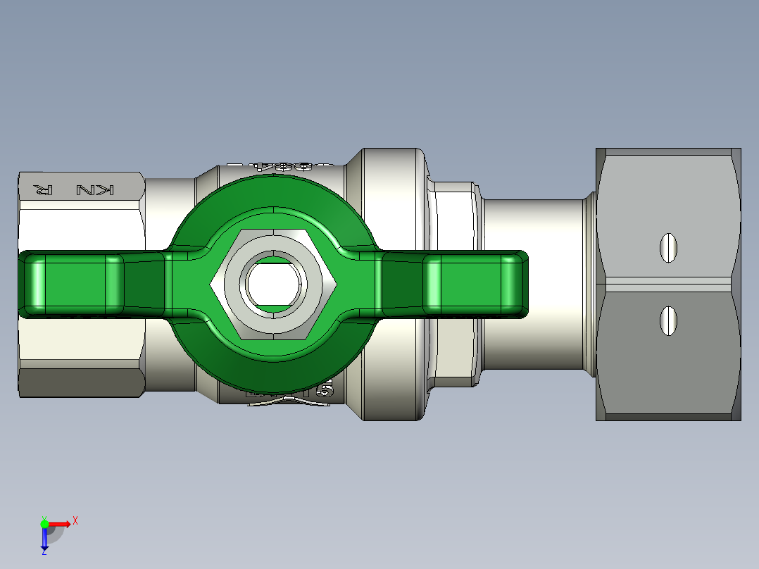 镀铬球阀俯视图