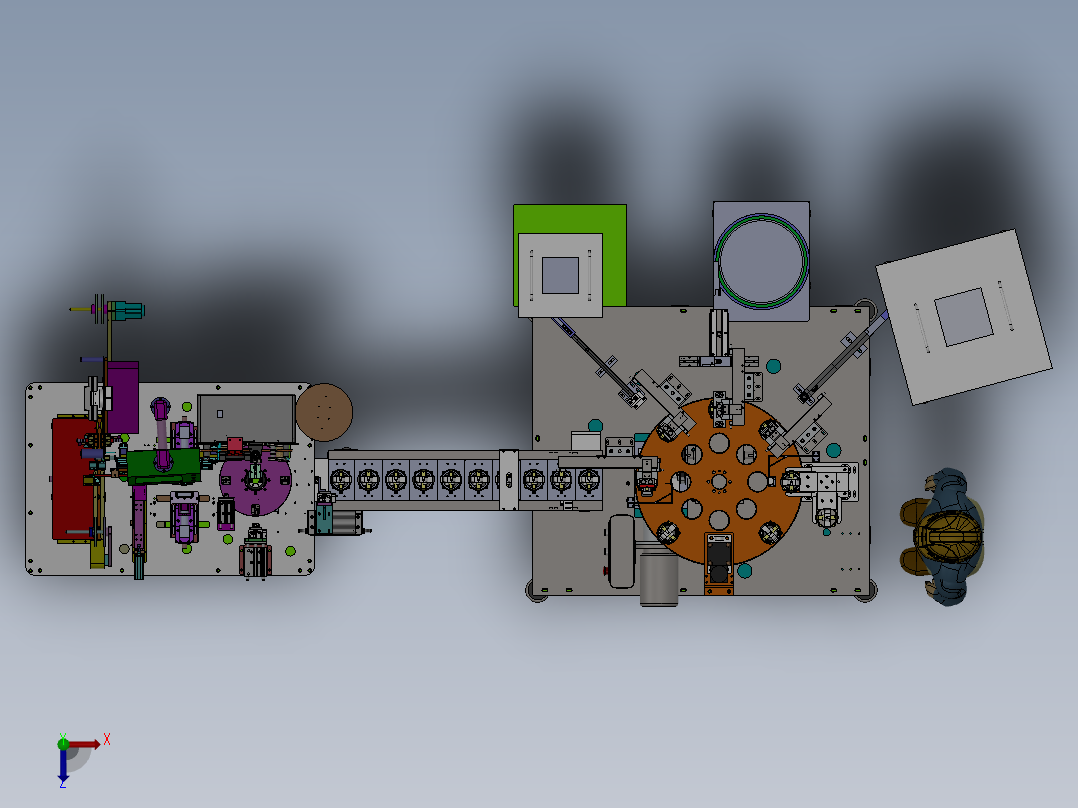 半自动组装线sw16可编辑俯视图