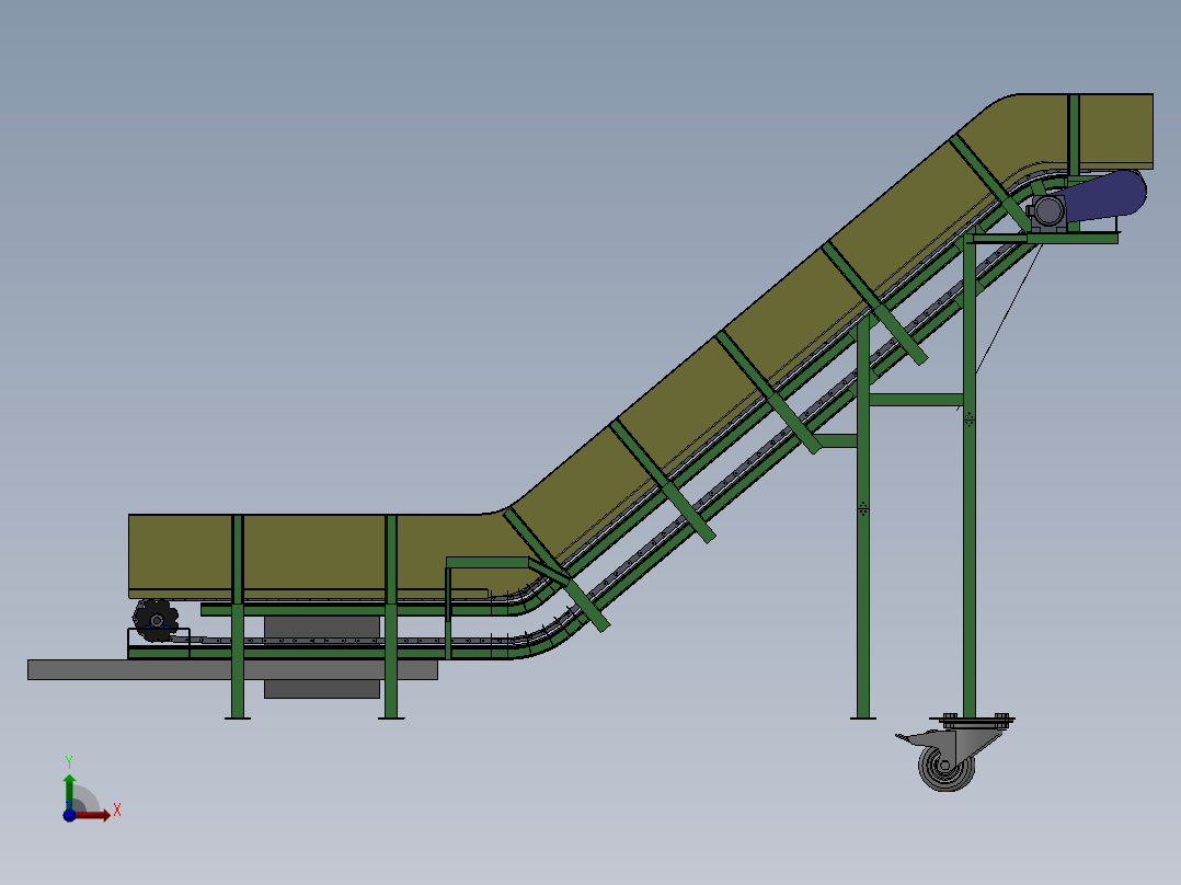 链板运输机总装配体前视图