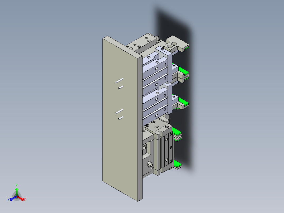 变频夹抓和一分二夹抓正等轴测图