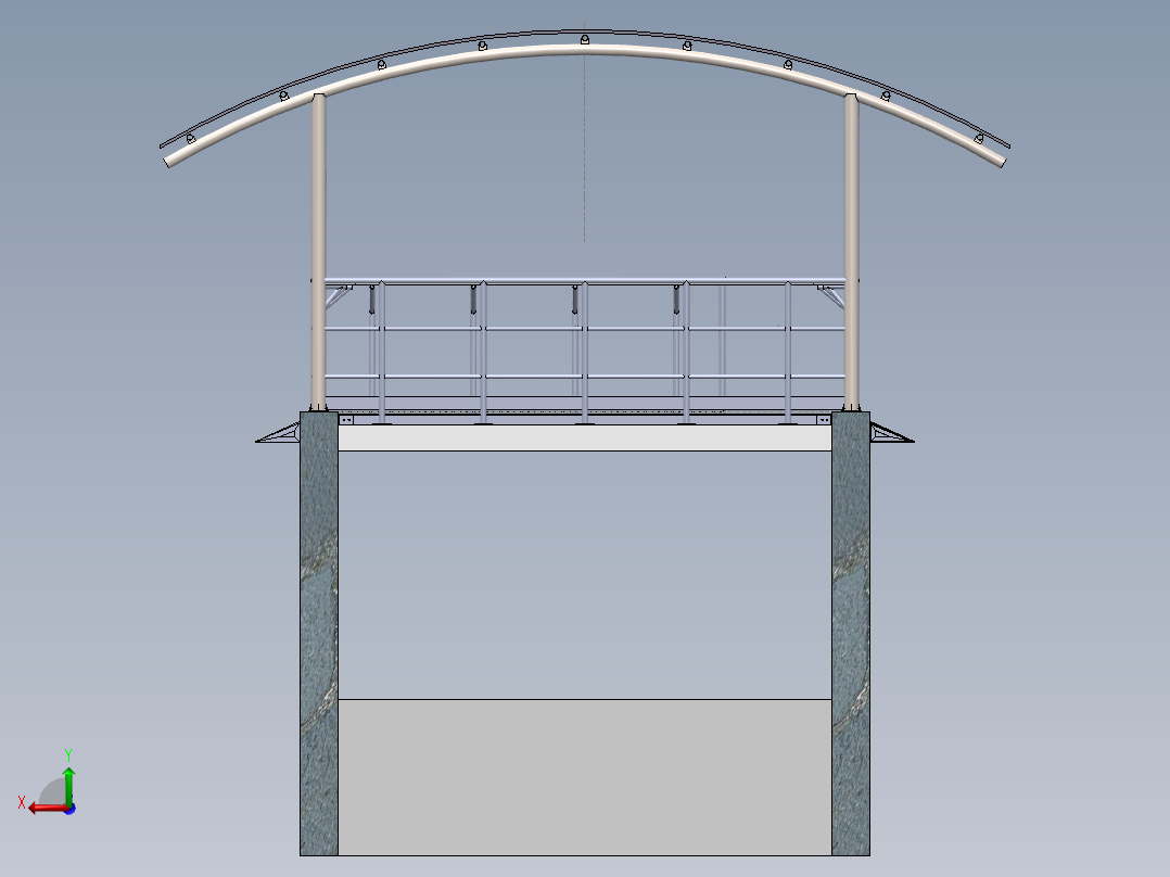 A0002559-带有工业楼梯和钢制屋顶结构的休息区后视图