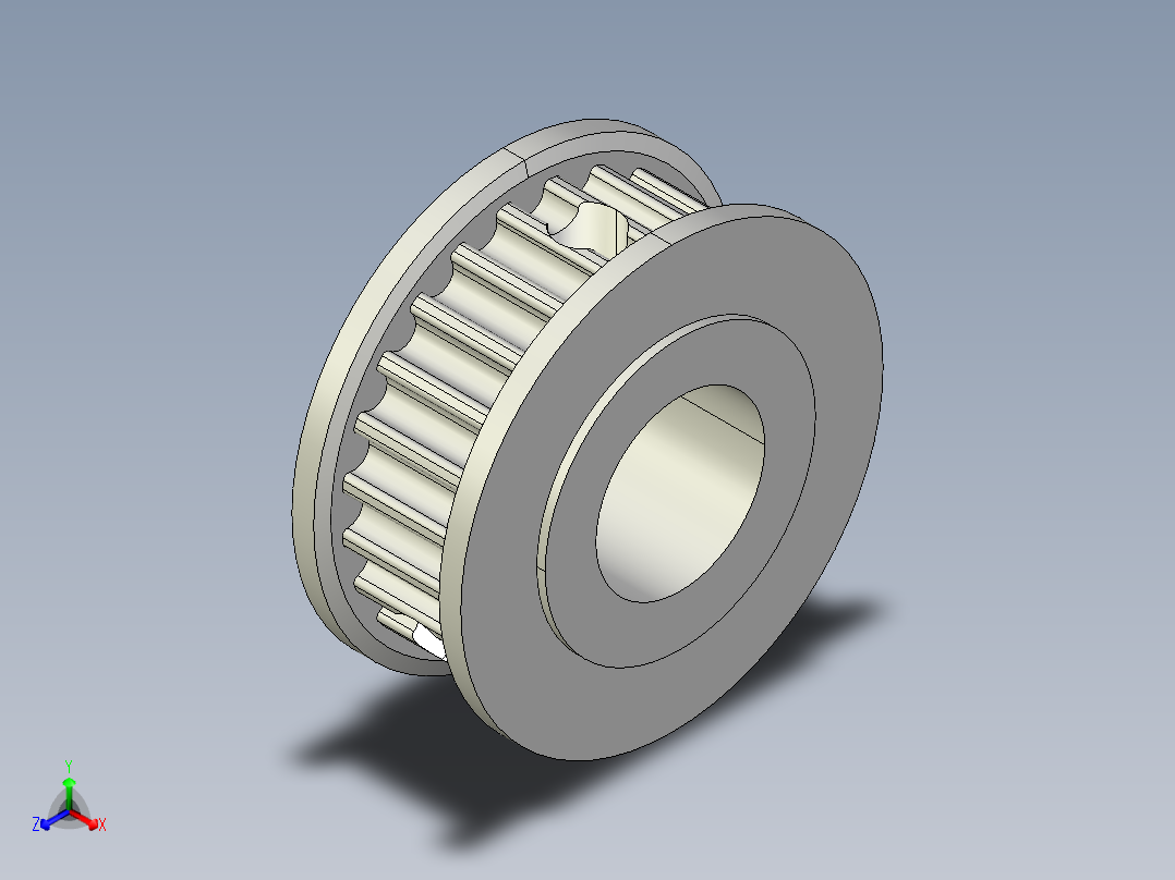 A0002582-JLCMC H3M 同步带轮 (3.0mm 节距) - 弧齿轮廓正等轴测图