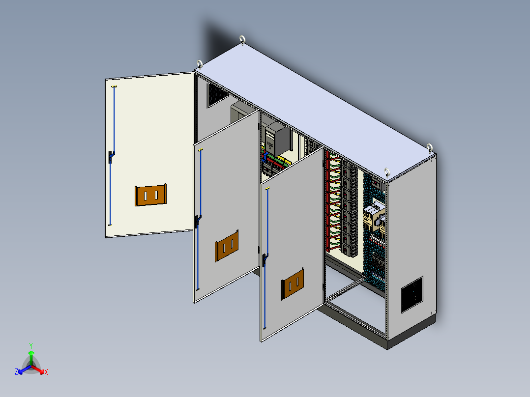 三柜组装双电源630A竖装交流接触器控制柜 55774正等轴测图