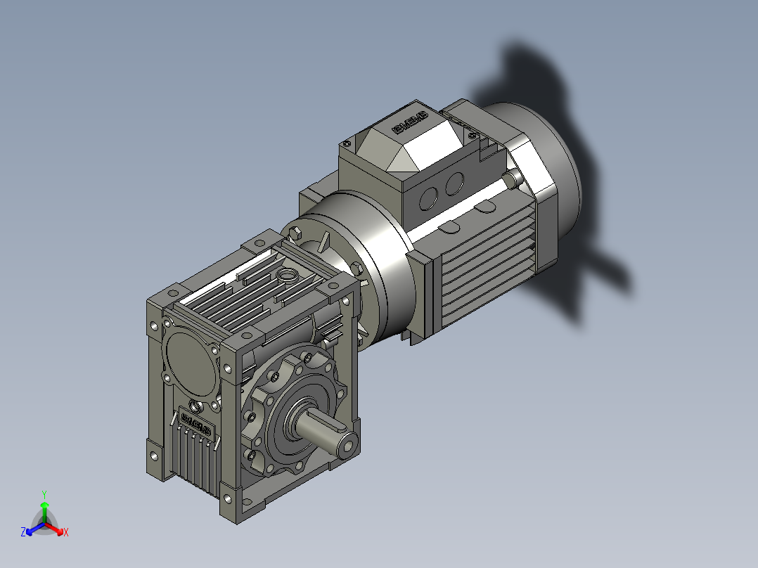NMRV030-090型蜗轮蜗杆减速机NMRV06320SS180B14B3YS-075-4P0107正等轴测图