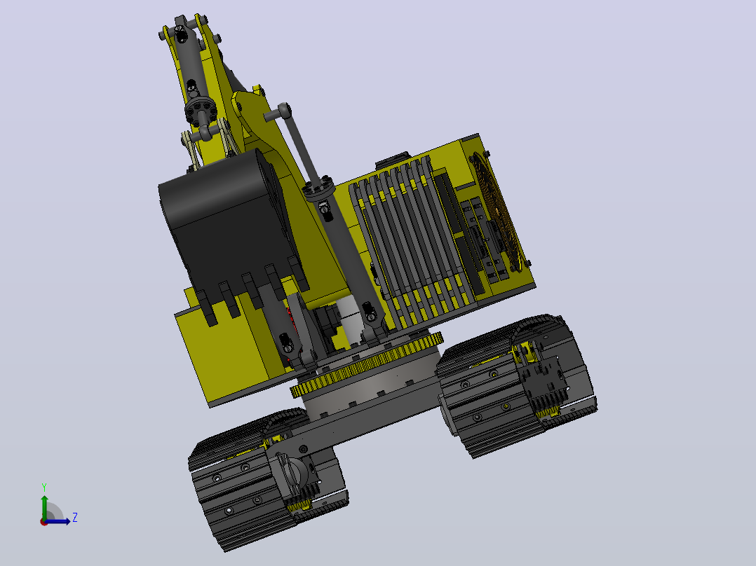1比14卡特彼勒6015B履带挖掘机模型3D图纸 Solidworks设计左视图