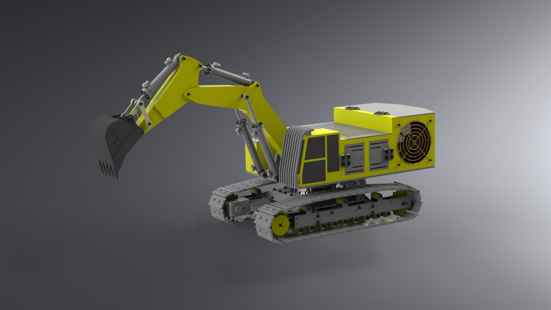 1比14卡特彼勒6015B履带挖掘机模型3D图纸 Solidworks设计