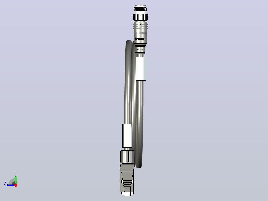 M12 D码RJ45以太网电缆航空插头插座右视图