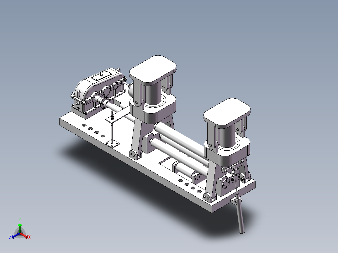 三辊卷板机主机设计(sw+说明书+cad)正等轴测图