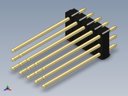 彩色公头100mil（2.54mm）系列-DS1021_black_3x05p_100mil_Type19_rev1.0正等轴测缩略图