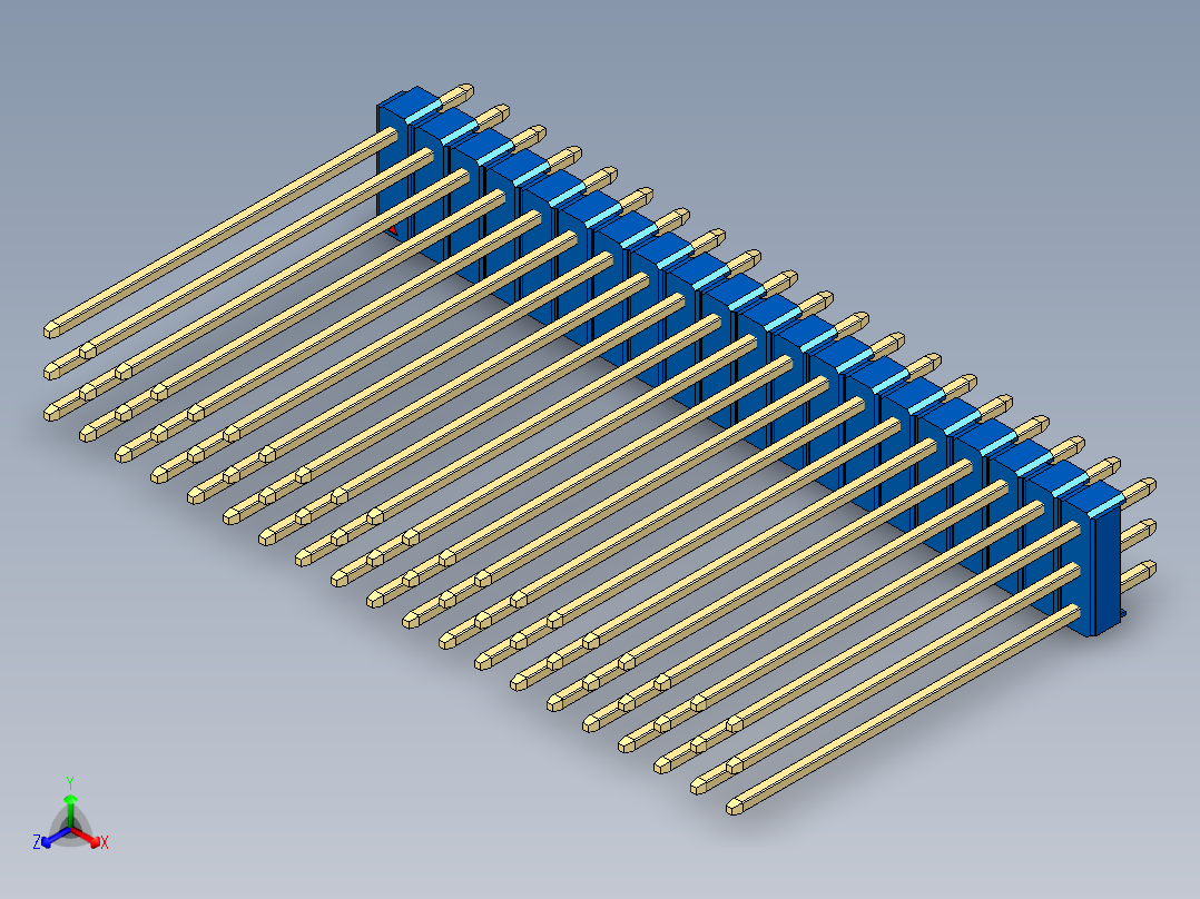 彩色公头100mil（2.54mm）系列-DS1021_blue_3x20p_100mil_Type43_rev1.0主视图