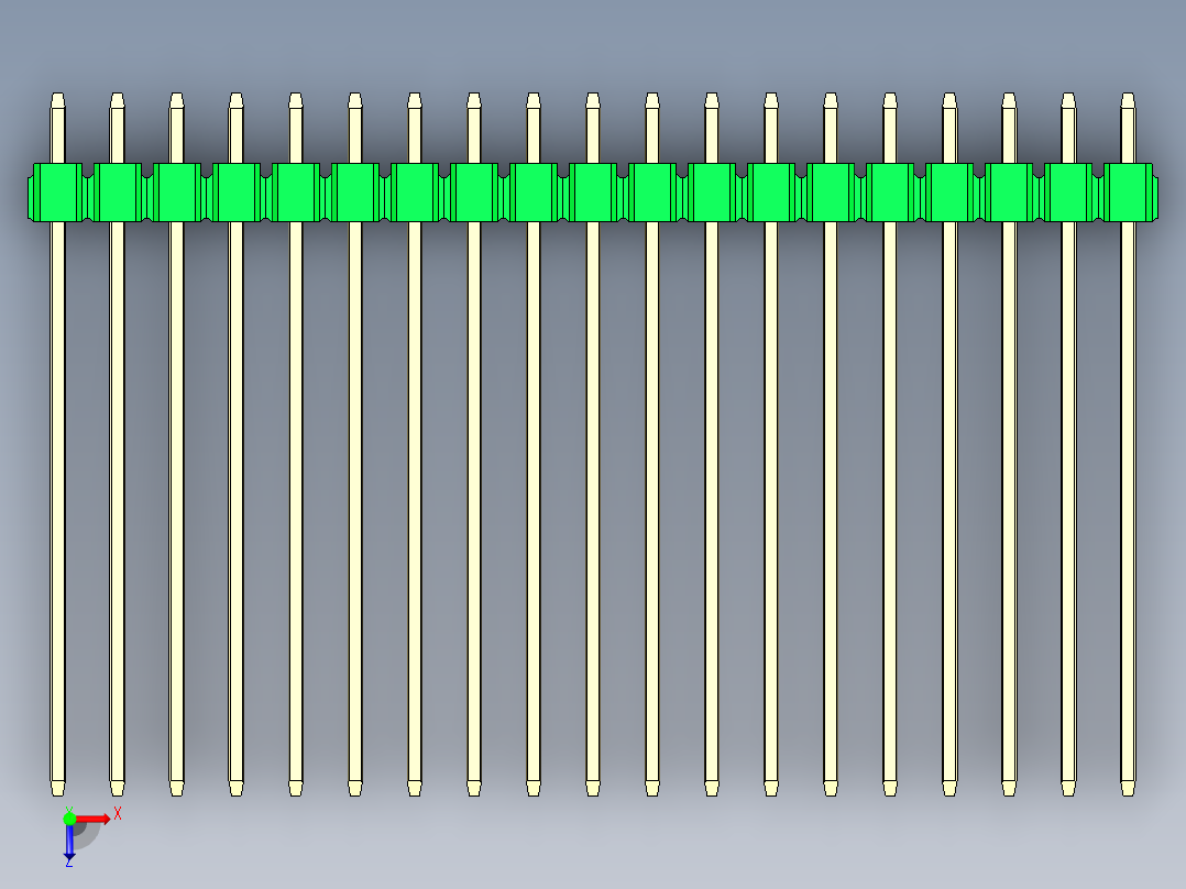 彩色公头100mil（2.54mm）系列-DS1021_green_2x19p_100mil_Type43_rev1.0俯视图