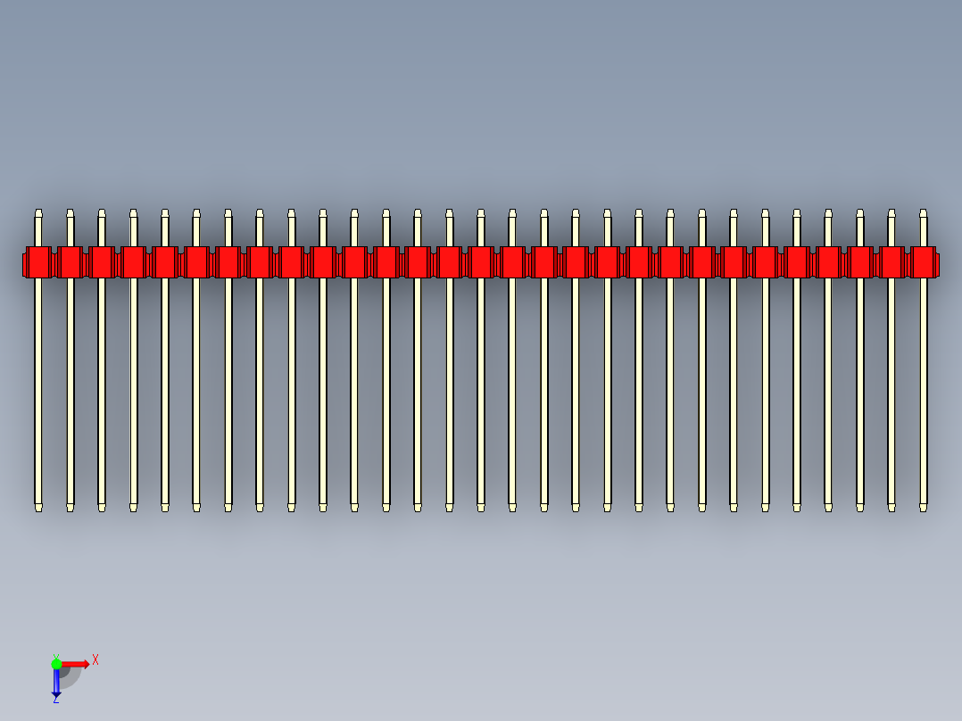 彩色公头100mil（2.54mm）系列-DS1021_red_1x29p_100mil_Type19_rev1.0俯视图