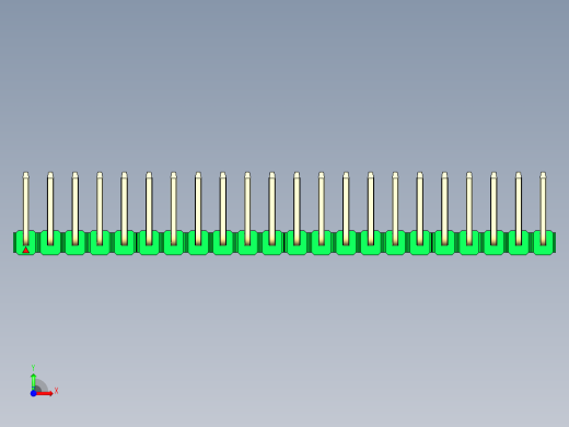彩色公排针 100mil 2.54mm 系列-DS1022_green_22p_100mil_TypeU_rev1.0前视缩略图