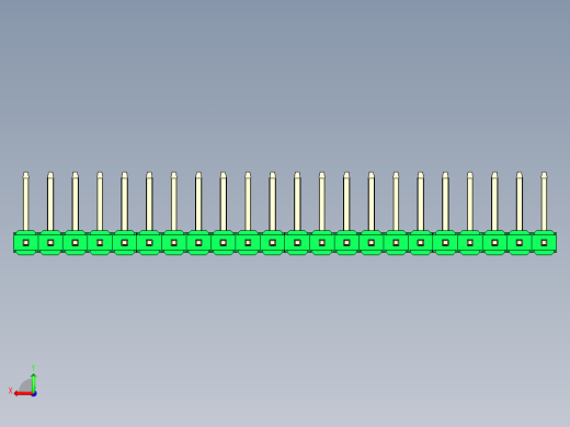 彩色公排针 100mil 2.54mm 系列-DS1022_green_22p_100mil_TypeU_rev1.0后视缩略图