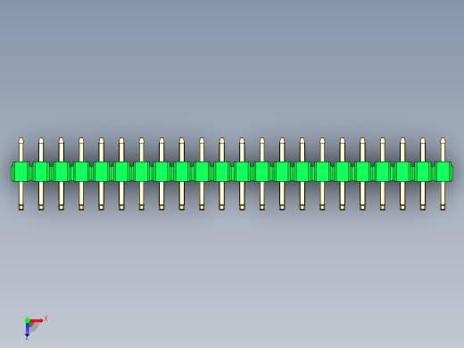 彩色公排针 100mil 2.54mm 系列-DS1022_green_22p_100mil_TypeU_rev1.0俯视缩略图