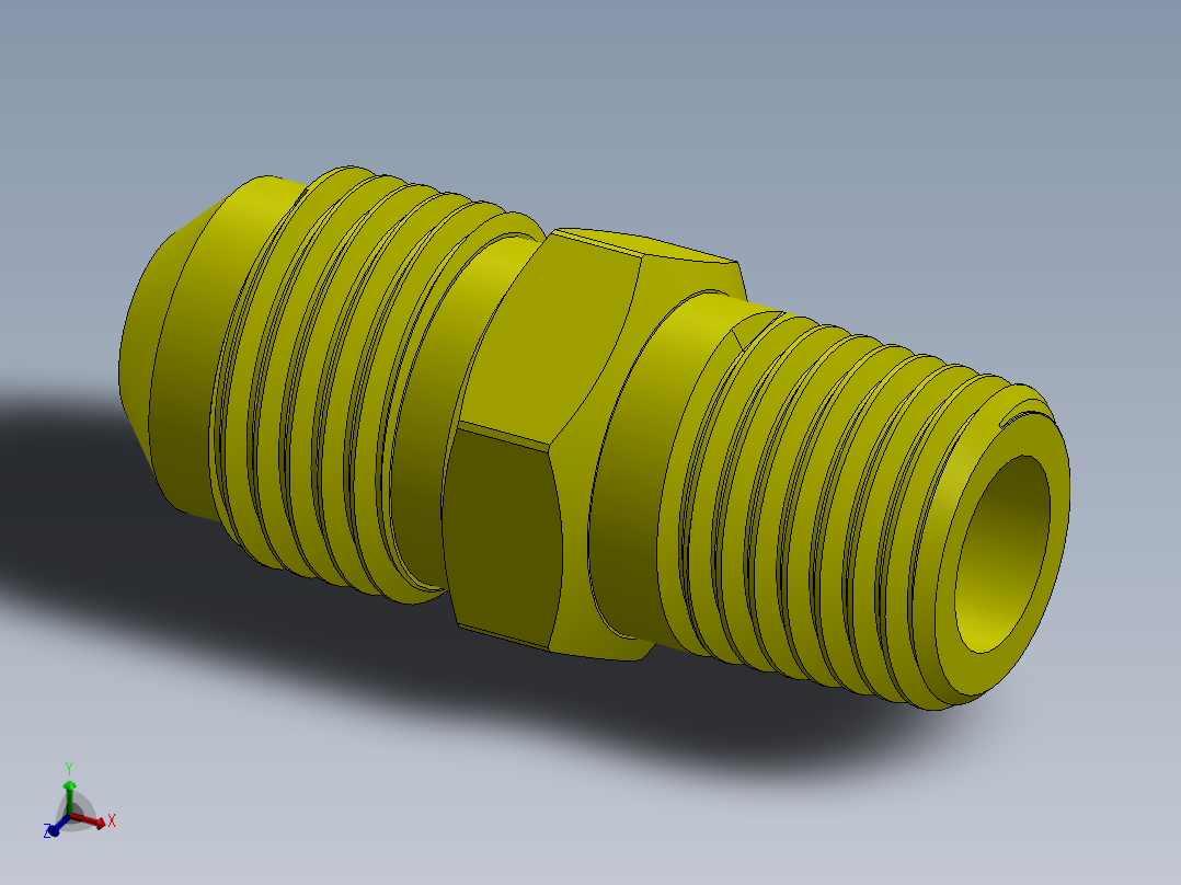 喇叭形 45D 半接头连接器-FLARE 45D 3-8 Tube OD-5-8-18 x 1-4 NPT.SLDPRT主视图