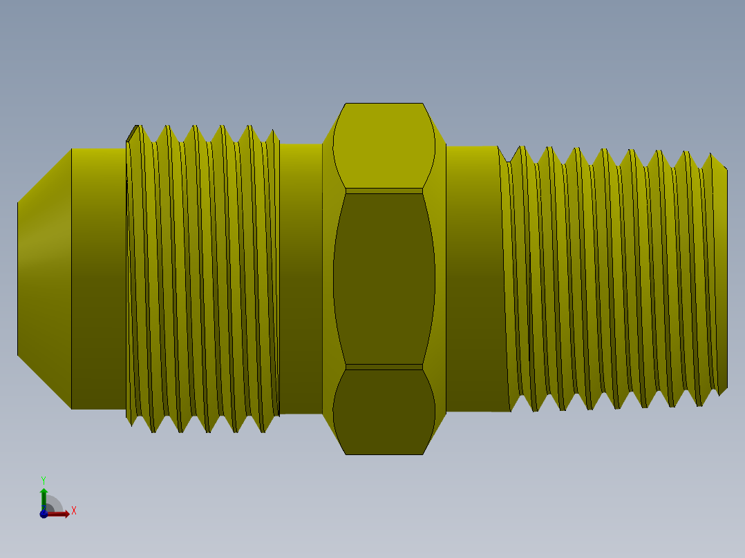 喇叭形 45D 半接头连接器-FLARE 45D 3-8 Tube OD-5-8-18 x 1-4 NPT.SLDPRT前视图