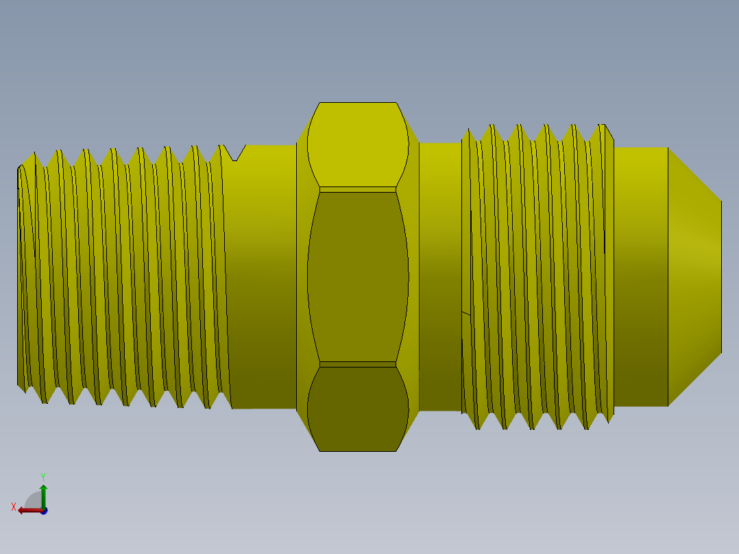 喇叭形 45D 半接头连接器-FLARE 45D 3-8 Tube OD-5-8-18 x 1-4 NPT.SLDPRT后视图