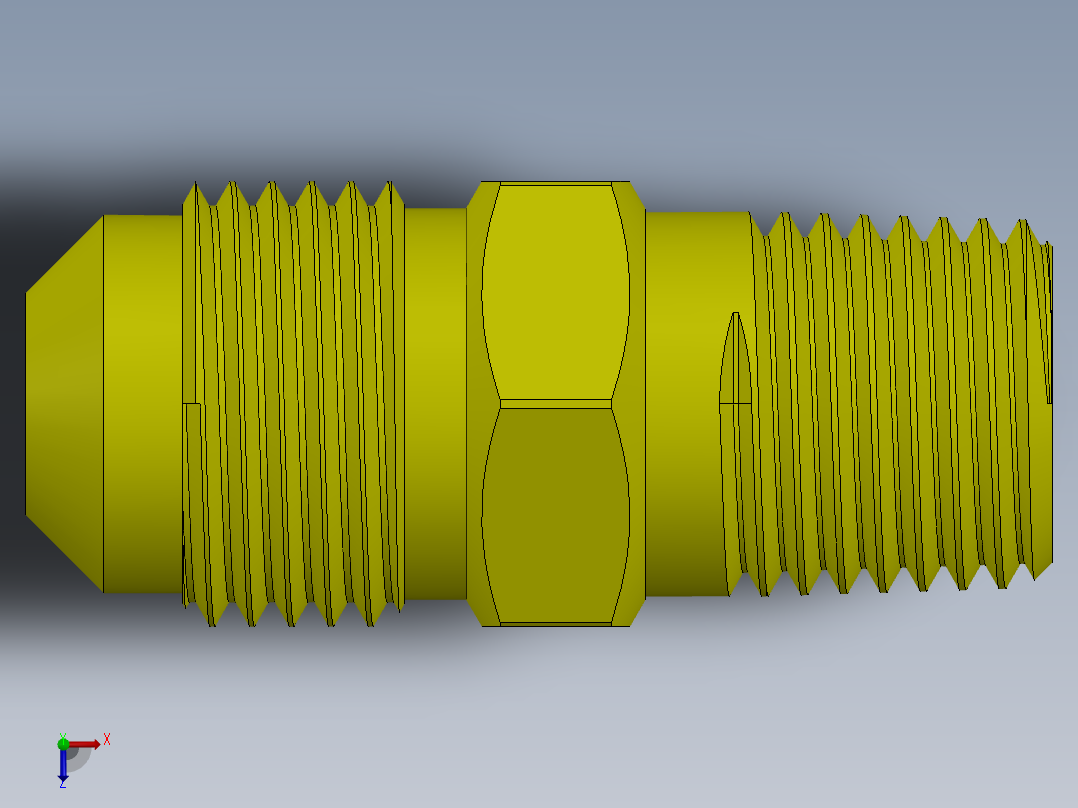 喇叭形 45D 半接头连接器-FLARE 45D 3-8 Tube OD-5-8-18 x 1-4 NPT.SLDPRT俯视图