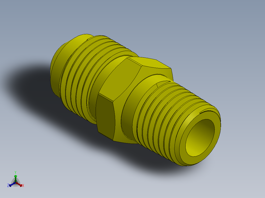 喇叭形 45D 半接头连接器-FLARE 45D 3-8 Tube OD-5-8-18 x 1-4 NPT.SLDPRT正等轴测图