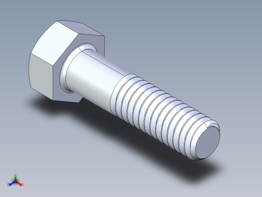 UNC 六角螺栓-Hex Bolt 0.3125-18 x 1.250正等轴测缩略图