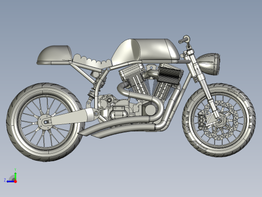 摩托车custom-naked-motorcycle-SolidWorks2010-stp-igs格式右视缩略图