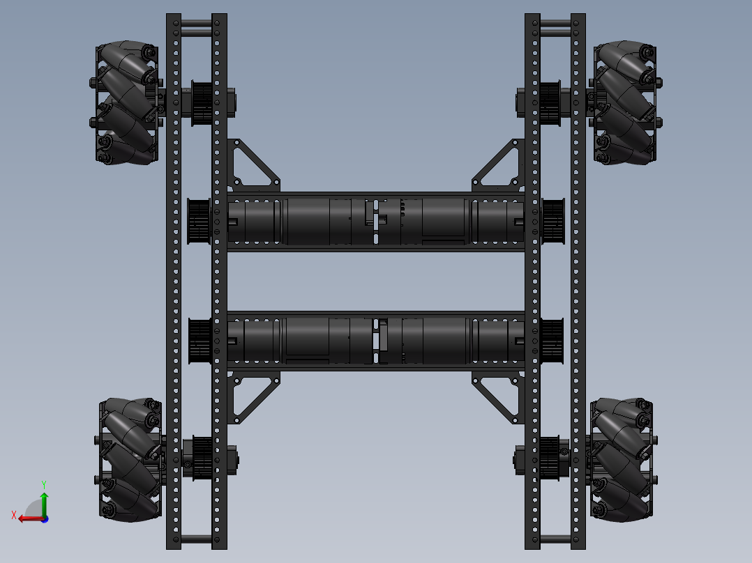 Drive Train Gobilda麦克纳姆轮小车底盘3D图纸 STEP格式后视图