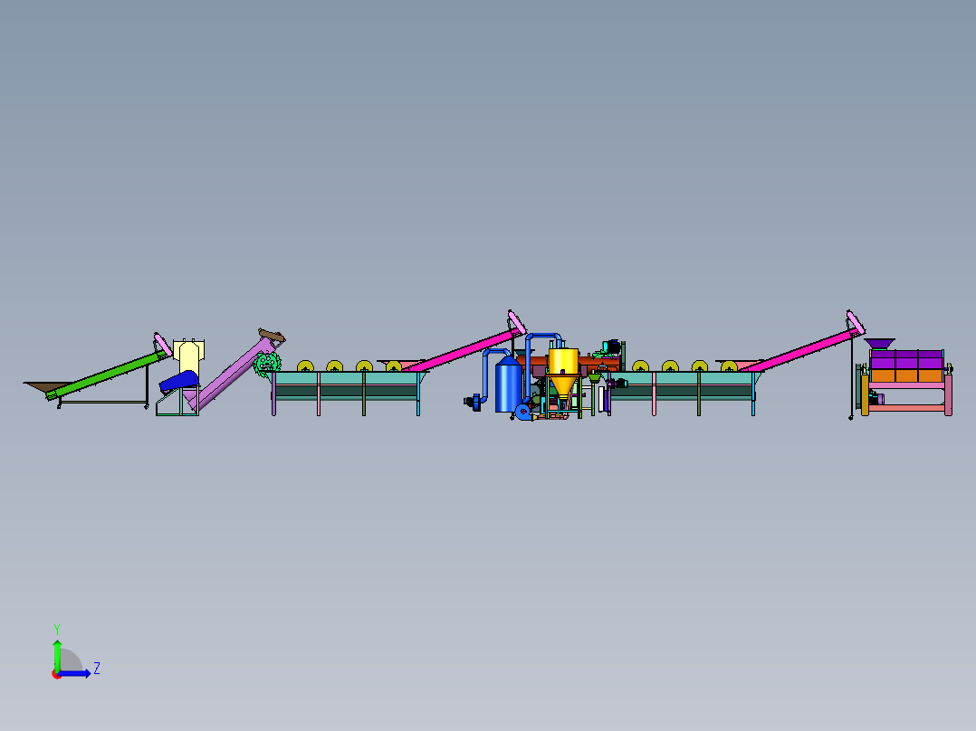 薄膜的成套回收处理设备左视图