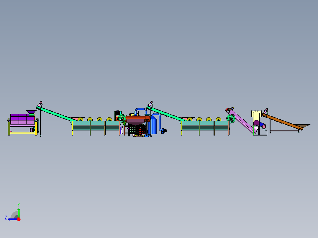 薄膜的成套回收处理设备右视图