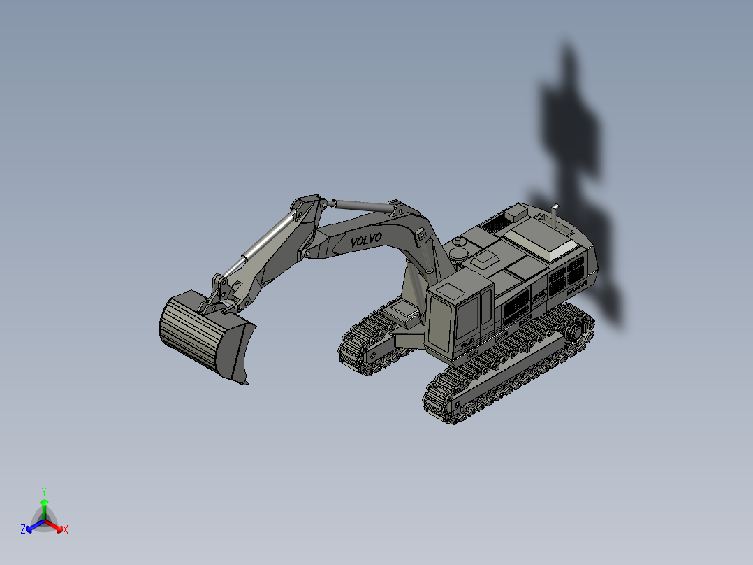 沃尔沃EC650大型履带式挖掘机正等轴测图