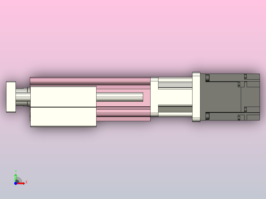 MTC32-50-P#-D-M200W-R MTC32电缸 200W伺服电机直连 带导杆支架前视图