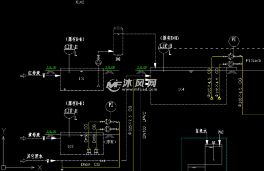 某色料厂染料废水处理工艺流程图纸（附带高程及PID图）缩略图