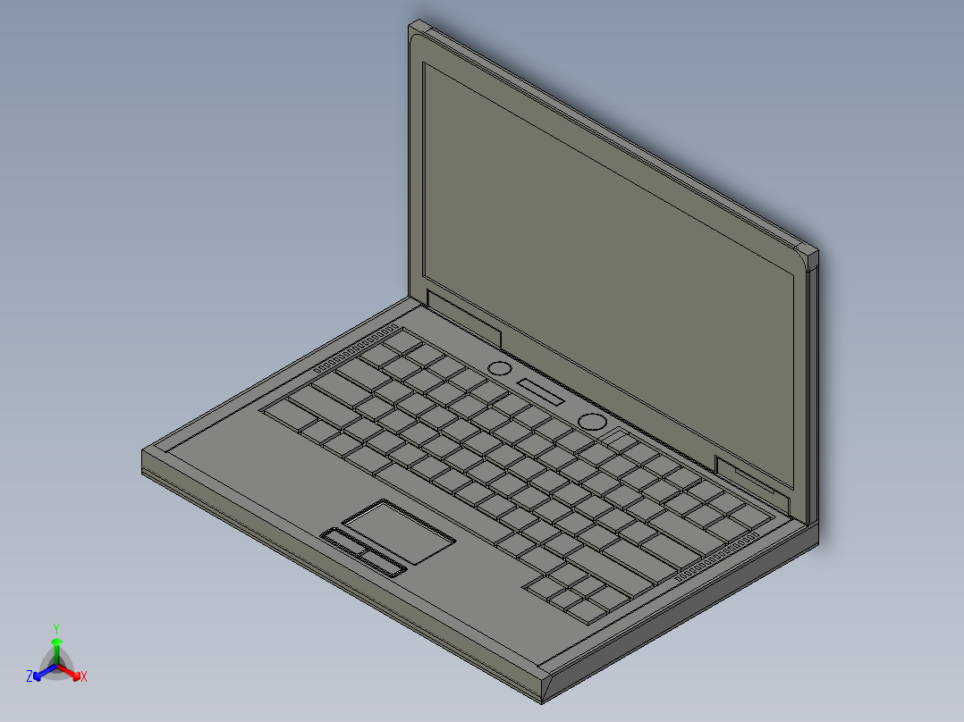 笔记本电脑的模型主视图