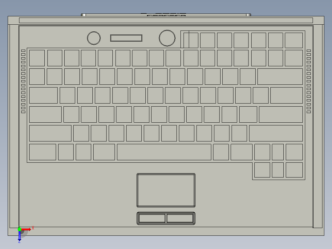 笔记本电脑的模型俯视图