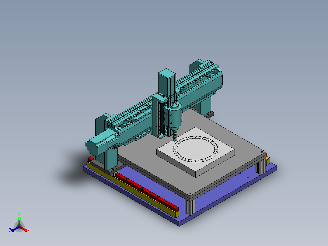 H606 3轴CNC雕刻机正等轴测图