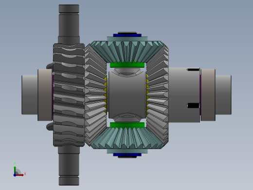 蜗轮蜗杆差动齿轮结构3D图纸 Solidworks设计前视缩略图