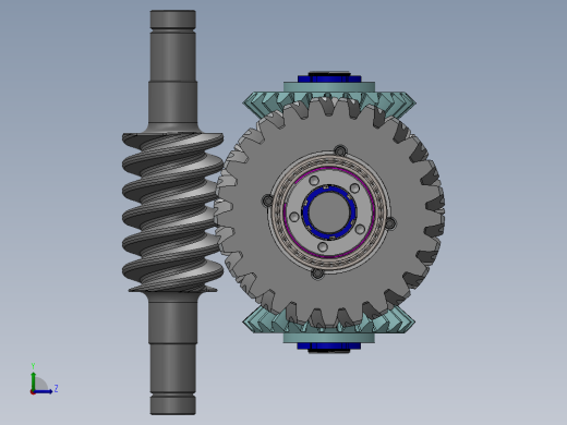 蜗轮蜗杆差动齿轮结构3D图纸 Solidworks设计左视缩略图