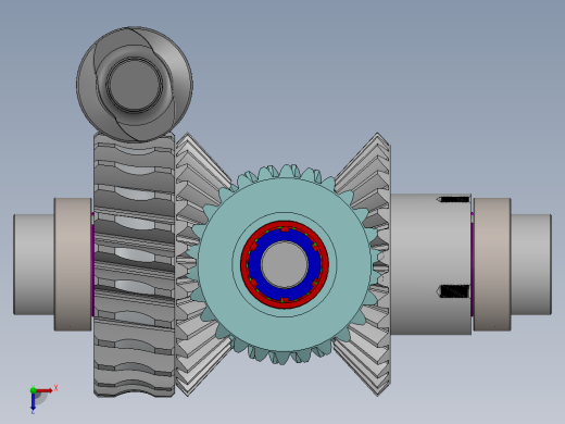 蜗轮蜗杆差动齿轮结构3D图纸 Solidworks设计俯视缩略图